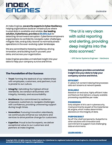who is index engines data sheet